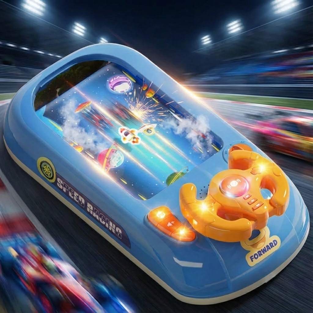 Kids Racing Console With Interactive Toy Steering Wheel | Temsk