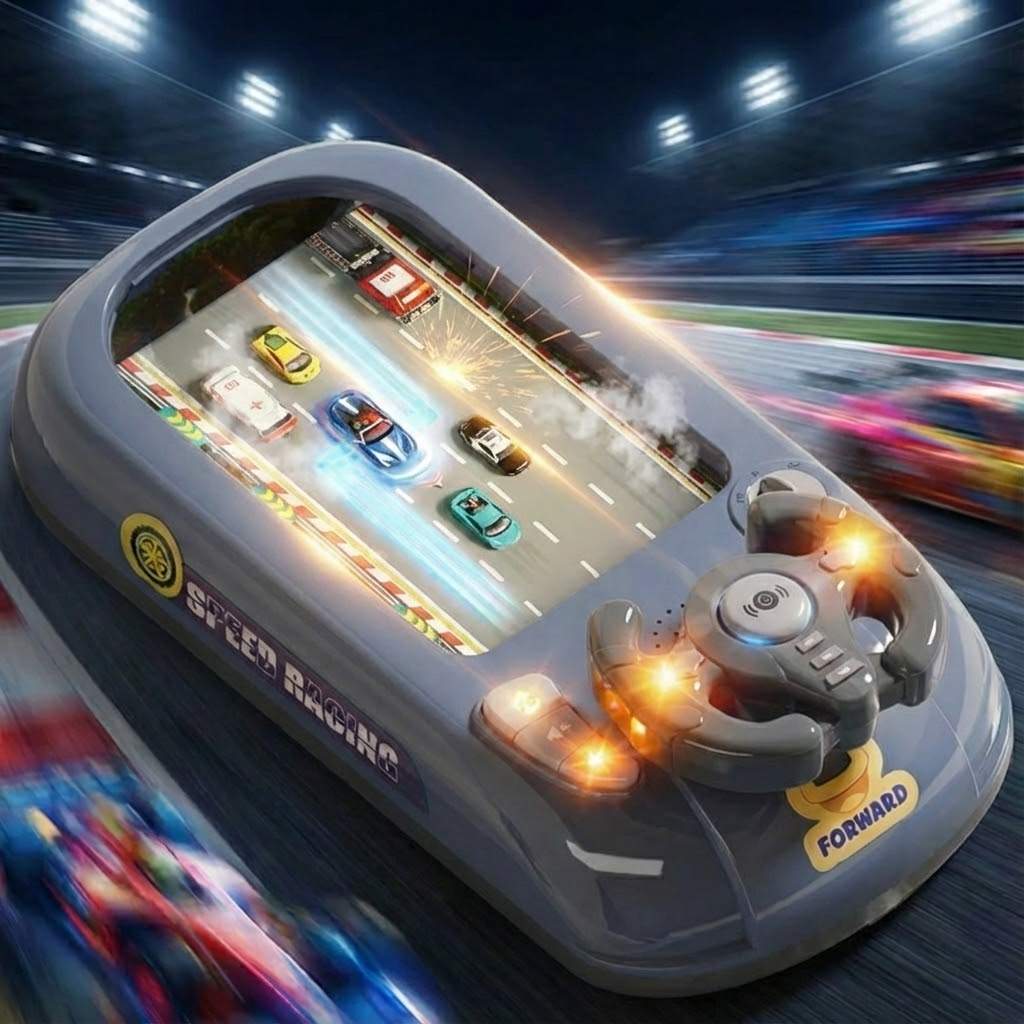 Kids Racing Console With Interactive Toy Steering Wheel | Temsk