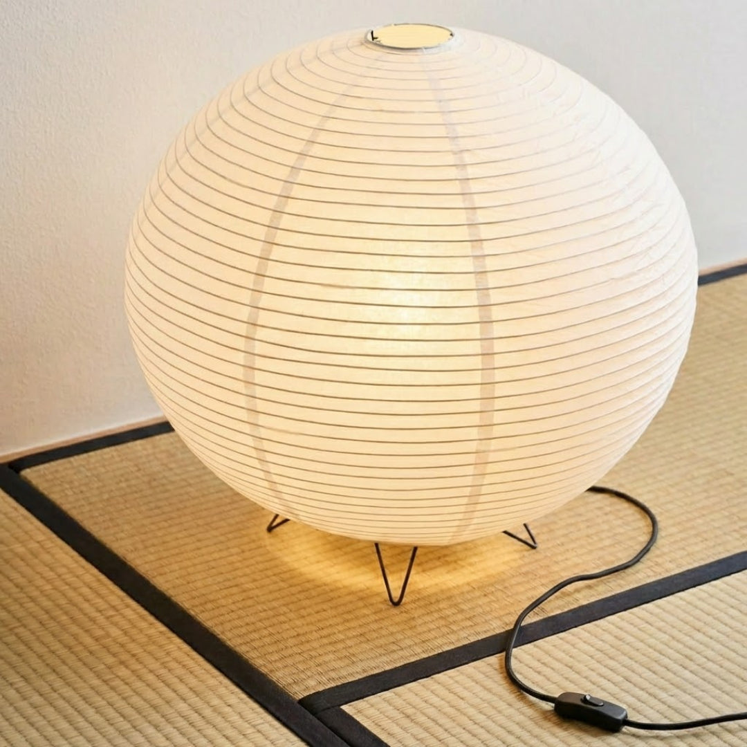 Rice Paper Table Lamp With Spherical Shade For Desks | Temsk