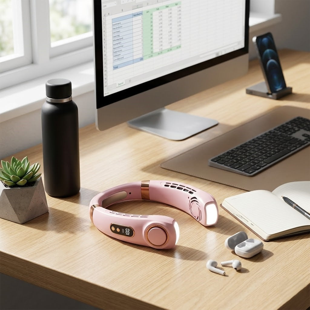 Wearable Neck Fan With Adjustable Airflow For Cooling | Temsk