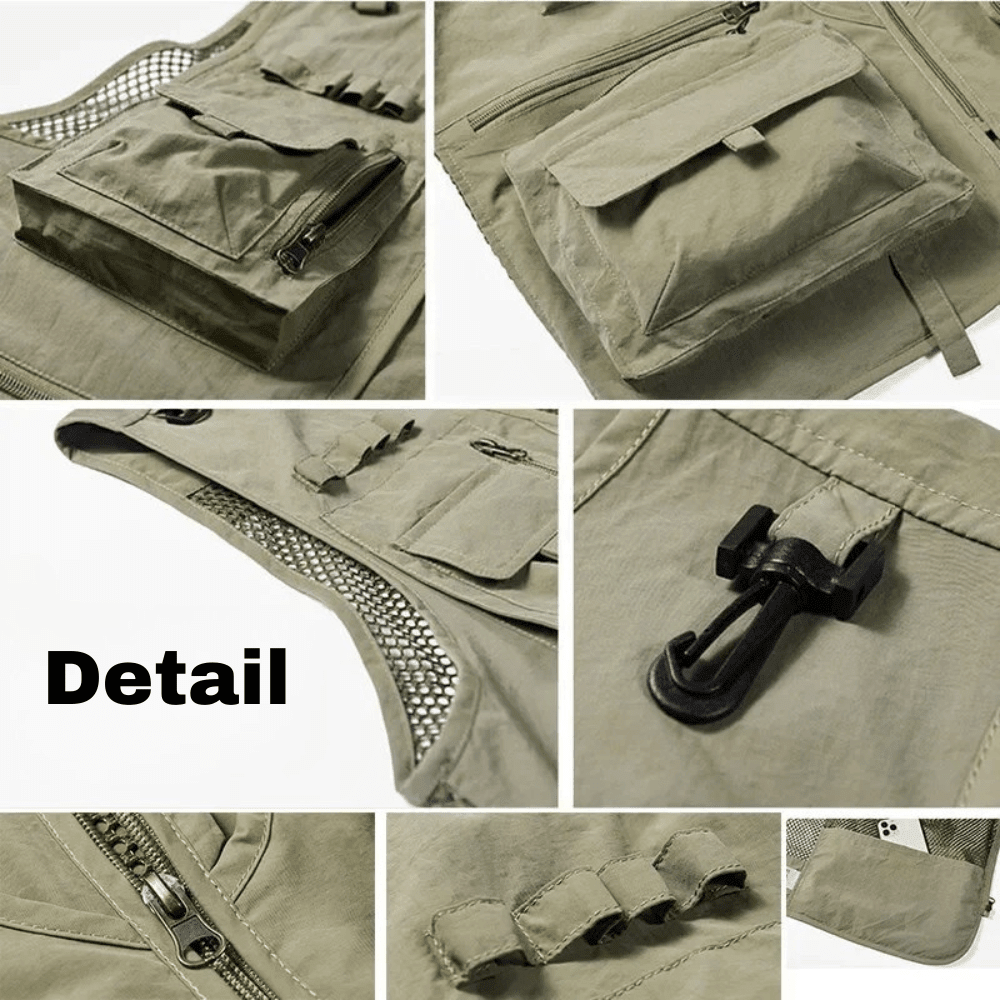 Utility Vest, Lightweight Mesh Multi-Pocket Outdoor Vest