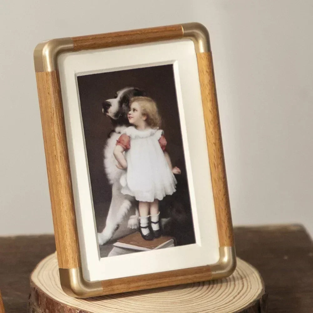 Brooks Vintage Holz- und Messing-Fotorahmen für Tischdekoration | Temsk