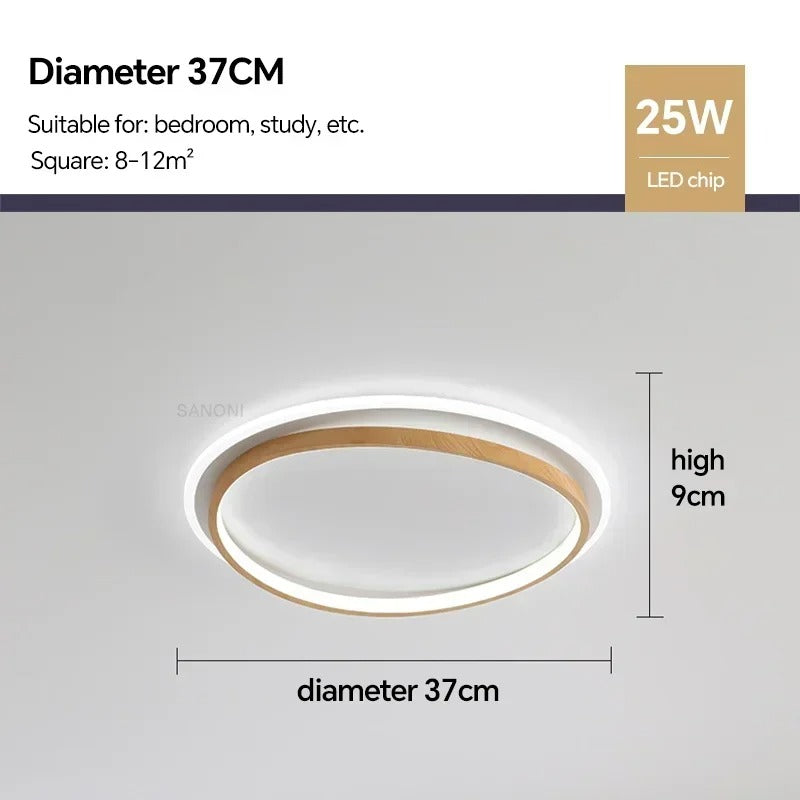 LED-Deckenleuchte mit Walnuss- und Goldrunddesign | Temsk