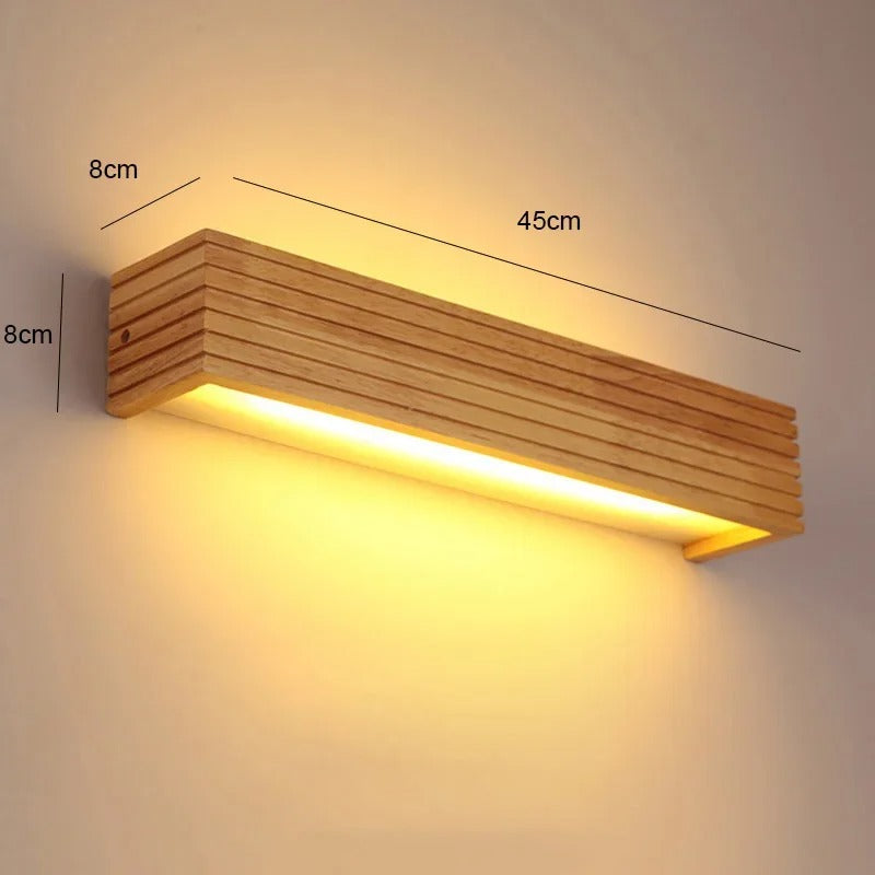 Zeitgenössische Wandleuchte im Holz-LED-Design für Schlafzimmer und Wohnzimmer | Temsk