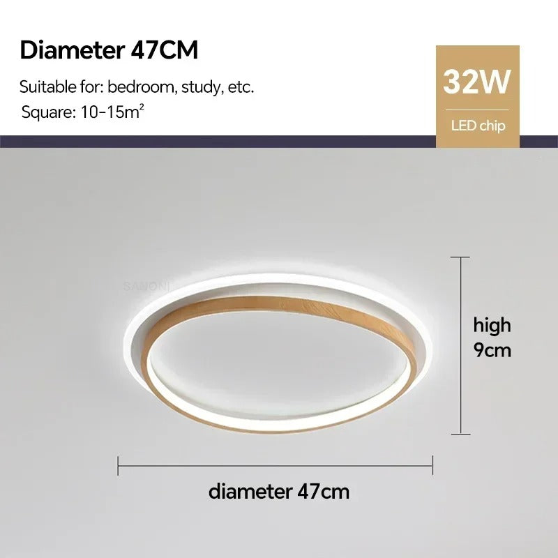 LED-Deckenleuchte mit Walnuss- und Goldrunddesign | Temsk
