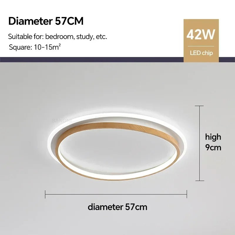 LED-Deckenleuchte mit Walnuss- und Goldrunddesign | Temsk