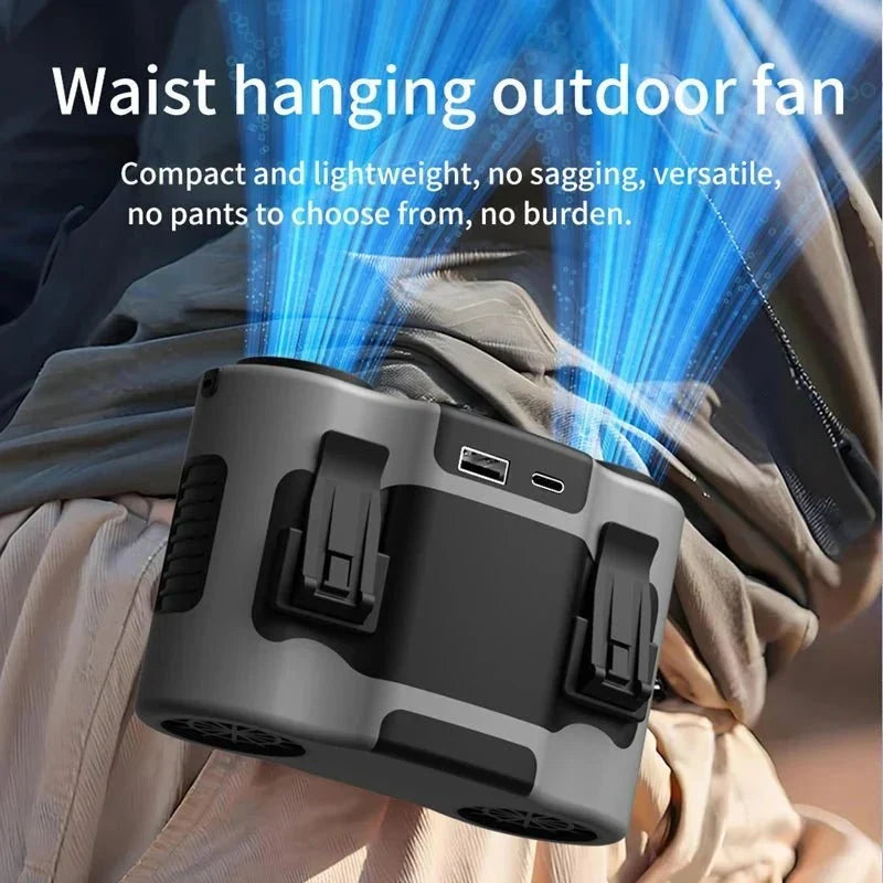 Waist Fan, Rechargeable Water-Resistant Outdoor Fan
