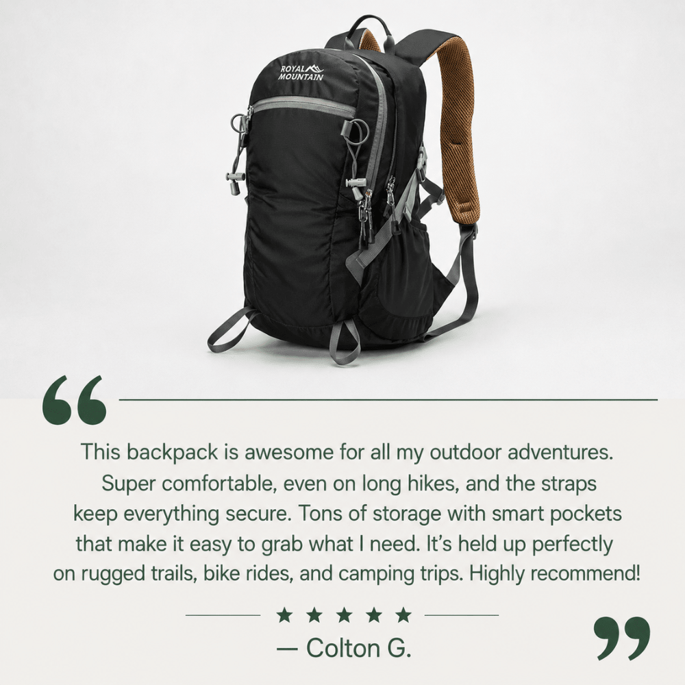 Water-Resistant Hiking Day Pack – Lightweight Outdoor Backpack
