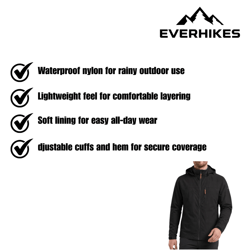Waterproof Jacket, Lightweight Outdoor Adjustable Cuffs & Hem