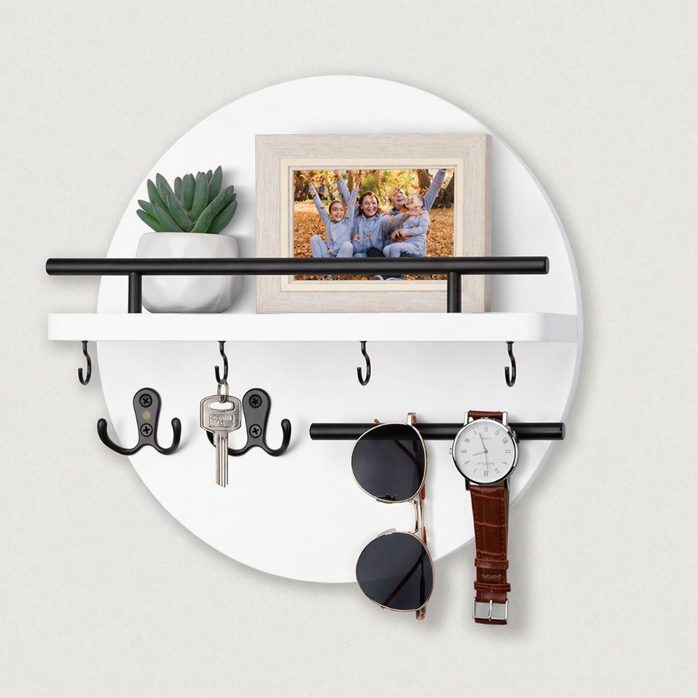 Round Wooden Key Holder Stylish Eco Friendly Wall Organizer | Temsk