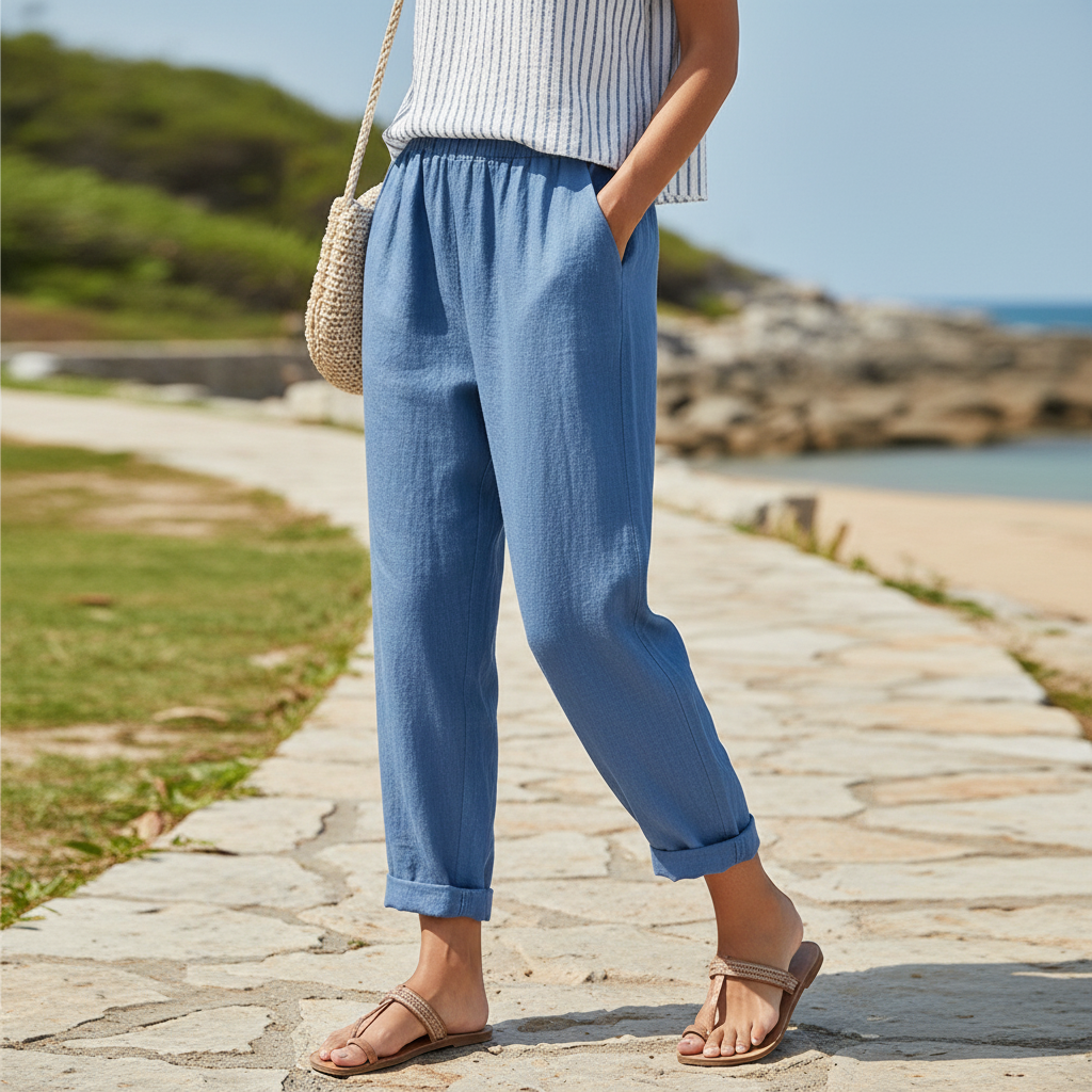 Women's Linen Pants For Warm Weather Breathable Casual Fit | Temsk