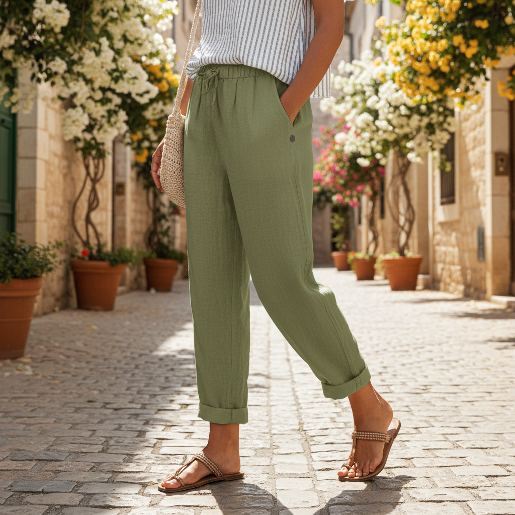 Women's Linen Pants For Warm Weather Breathable Casual Fit | Temsk