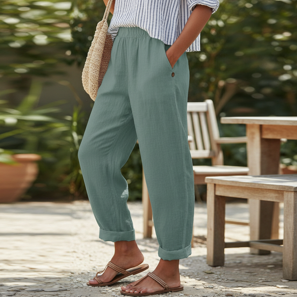 Women's Linen Pants For Warm Weather Breathable Casual Fit | Temsk