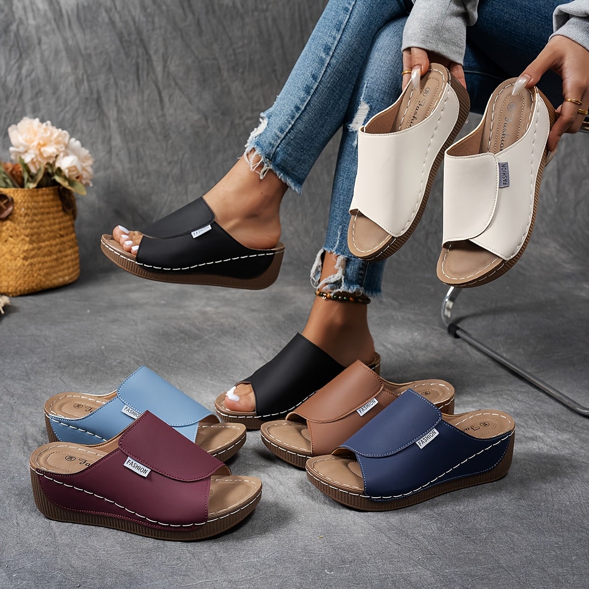 Espadrille-Sandalen für Damen mit Keilsohle für den täglichen Gebrauch | Temsk