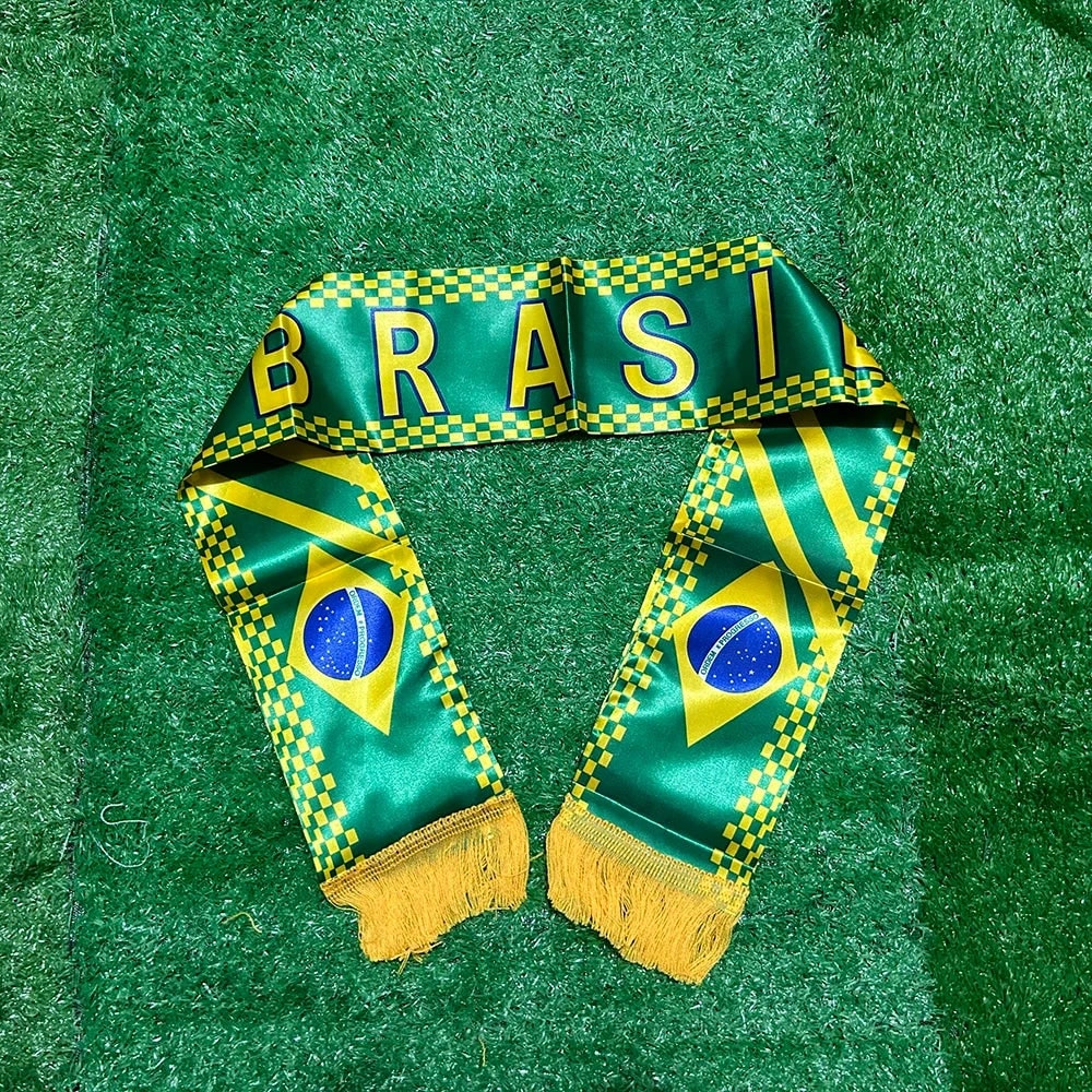 Brasilien Weltmeisterschaft Flaggen-Schal mit Fransen für Fußballfans | Temsk