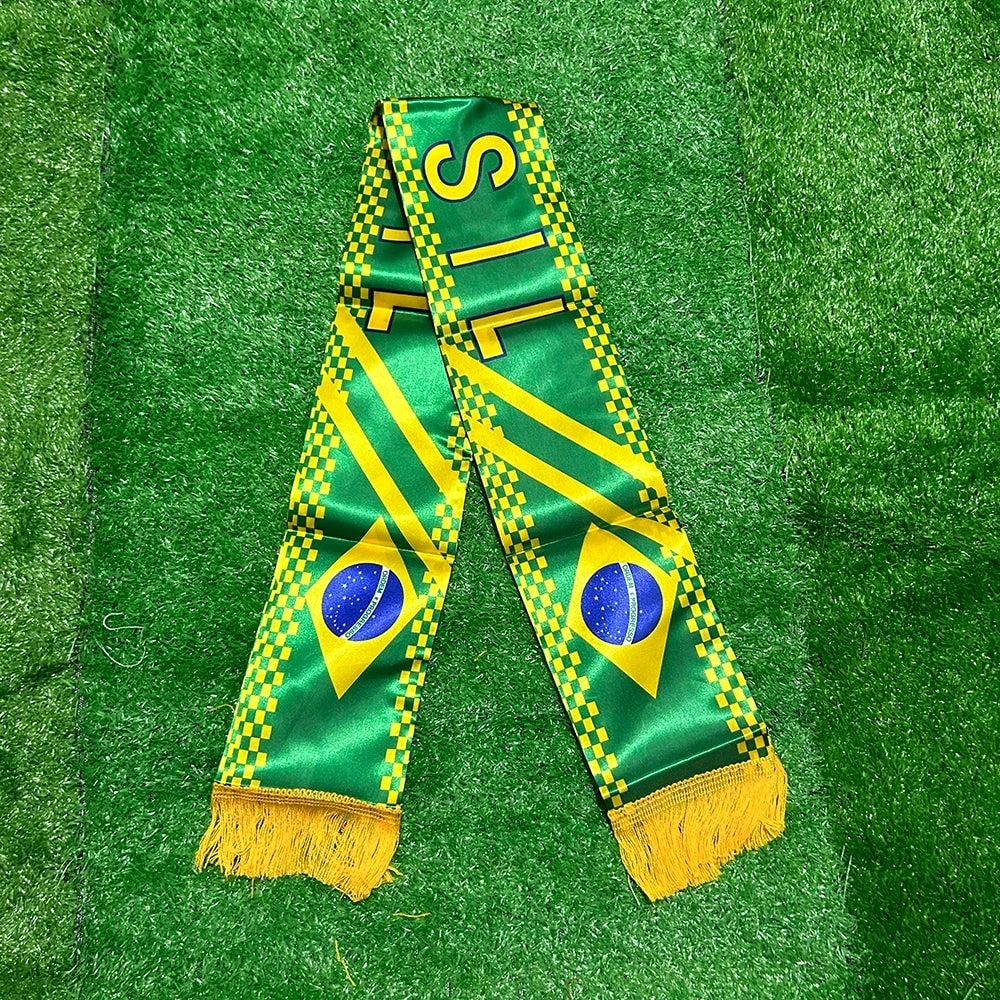 Brasilien Weltmeisterschaft Flaggen-Schal mit Fransen für Fußballfans | Temsk