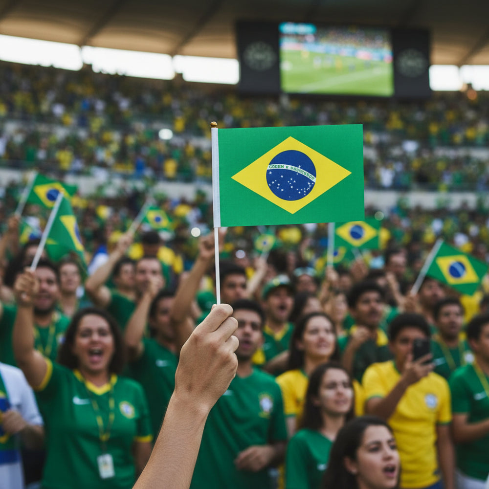 Brasilien Weltmeisterschaft Handwellen Mini-Flagge für Partyfeiern | Temsk
